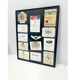 Framed Collection of Vintage Wine Labels