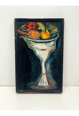 Still Life with Fruits in Bowl, framed painting on wood panel