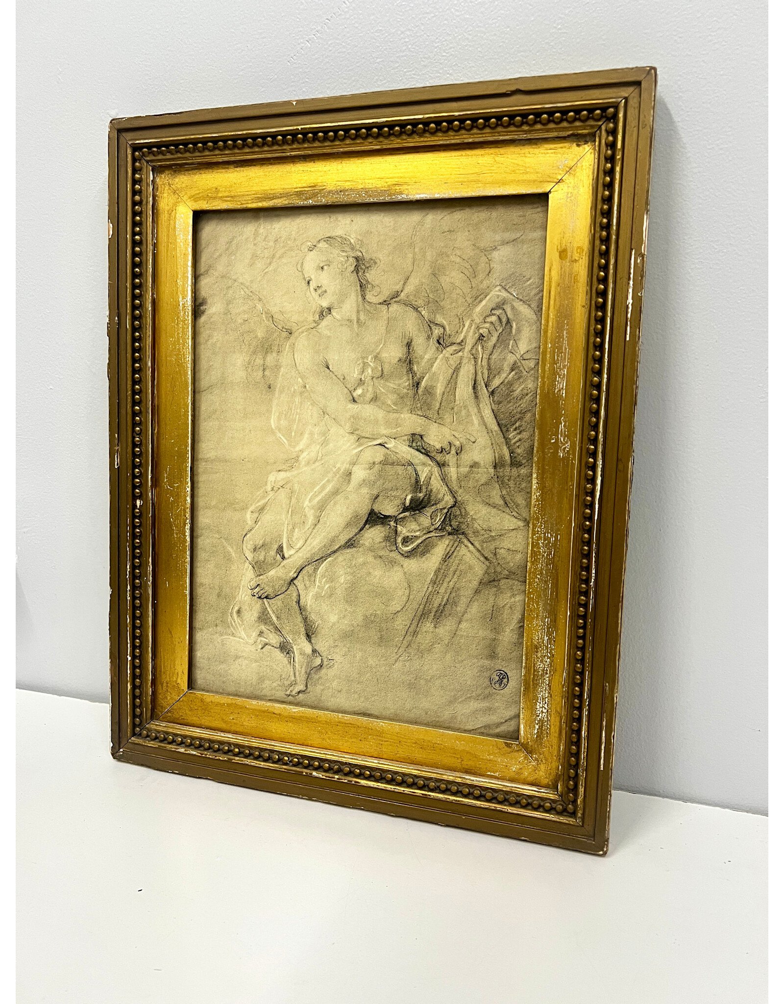 Studio per una Figura d Angelo by Joseph Natoire, framed vintage print