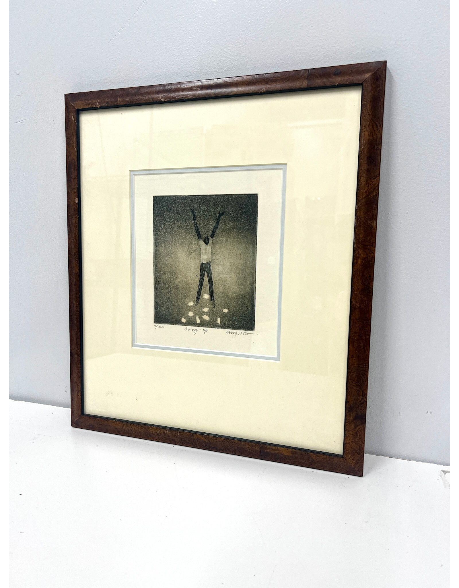Going Up, framed etching, sgnd Larry Welo 4/100