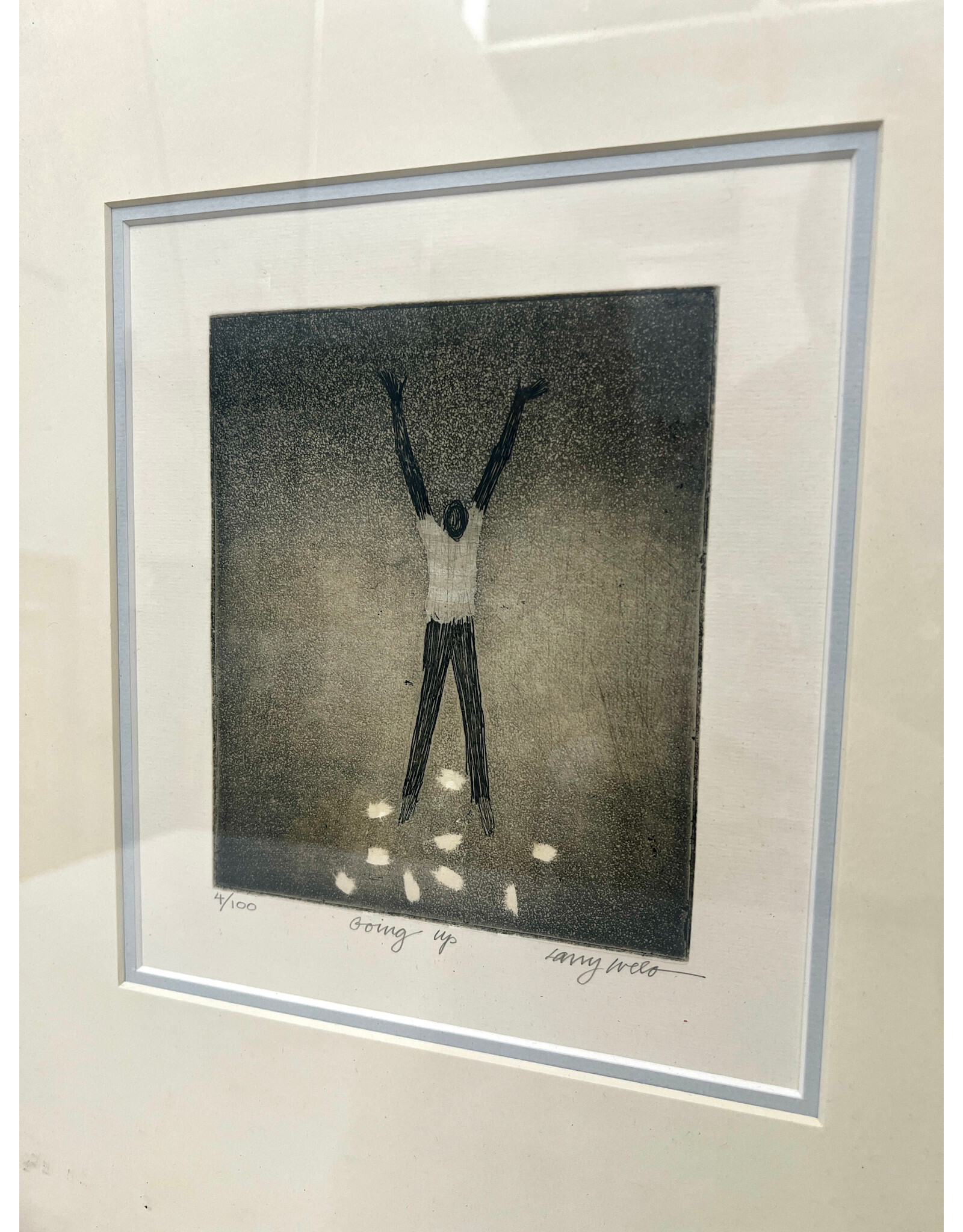 Going Up, framed etching, sgnd Larry Welo 4/100