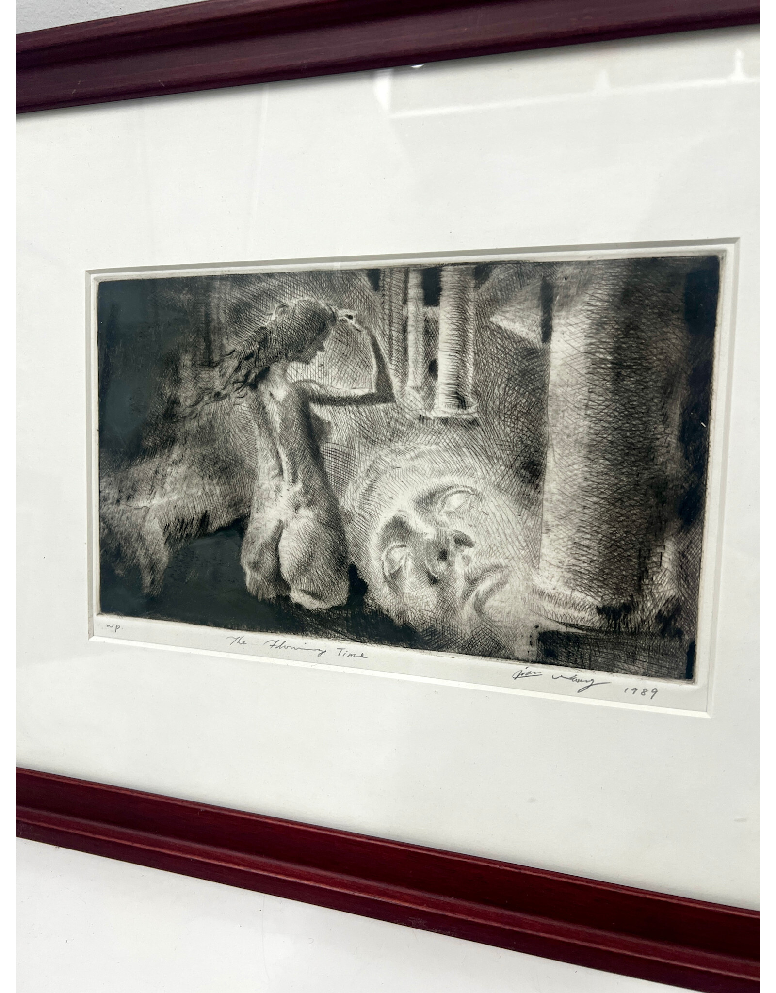 The Flowing Time, framed etching, sgnd Jian Wang