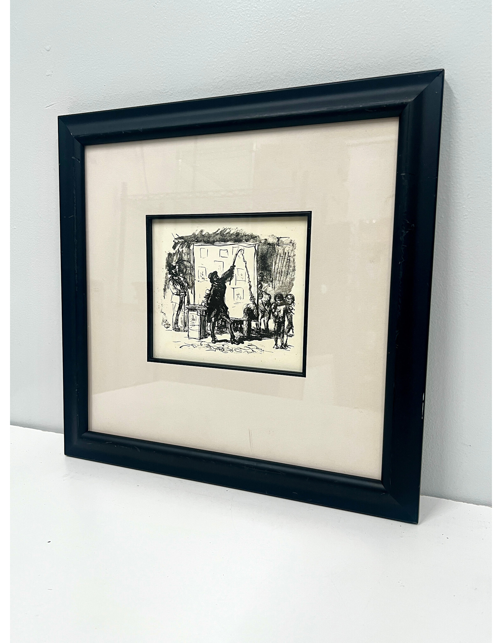 Man auf der Bank in Tiergarten, framed etching by Lesser Ury, 1921