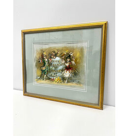 Happy Birthday to Whitney, framed mixed media, sgnd Desmond Heeley