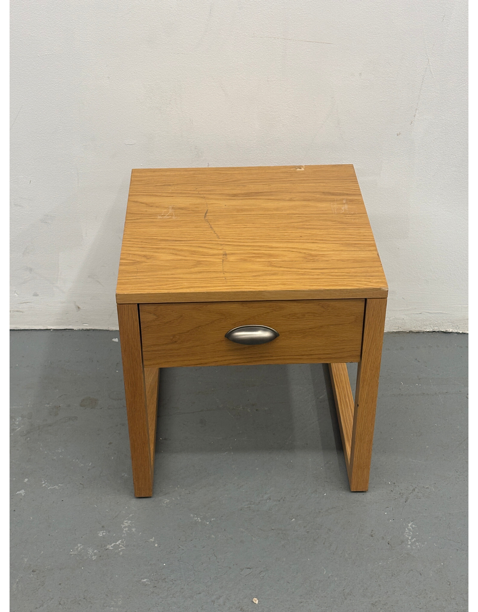 Modern Oak Nightstand with Brushed Handle