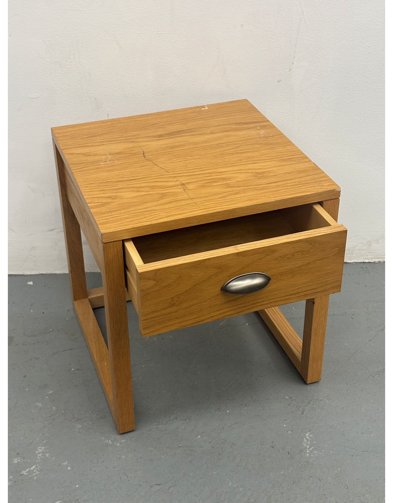 Modern Oak Nightstand with Brushed Handle