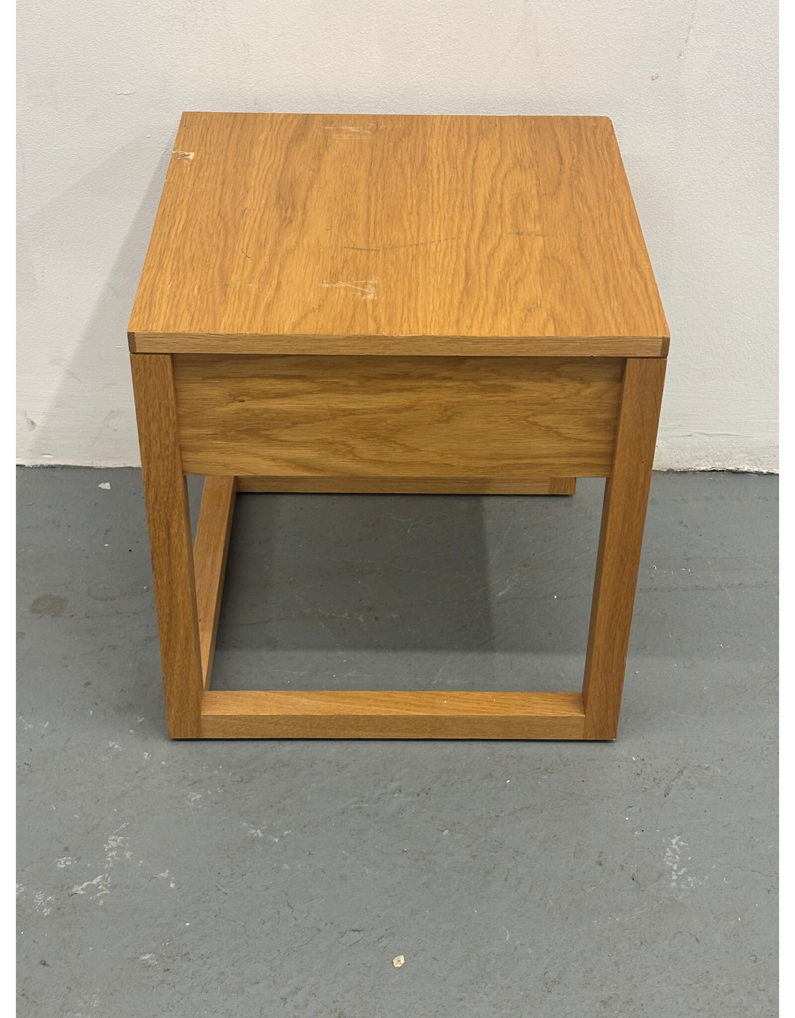 Modern Oak Nightstand with Brushed Handle