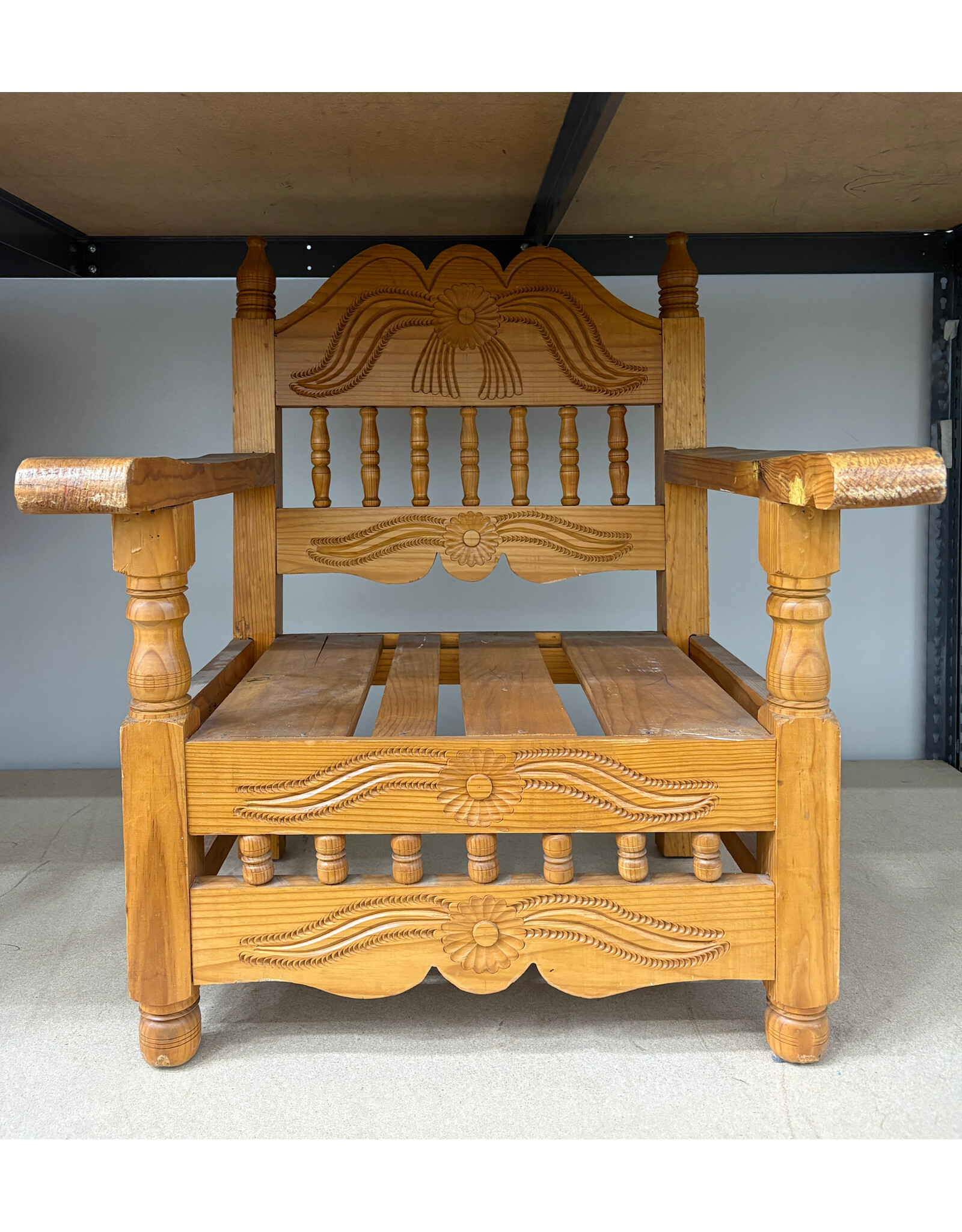 Antique Wooden Chair with Carved Detail