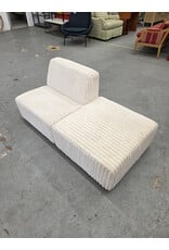 White Fuzzy Upholstered 2-Piece Sectional Seat