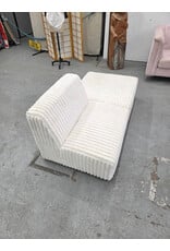 White Fuzzy Upholstered 2-Piece Sectional Seat