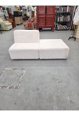 White Fuzzy Upholstered 2-Piece Sectional Seat