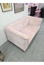 Pink Velvet Upholstered Loveseat