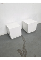 Pair of Postmodern White Cube Side Tables