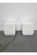 Pair of Postmodern White Cube Side Tables
