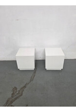 Pair of Postmodern White Cube Side Tables