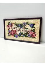 Powder Room, framed vintage needlepoint