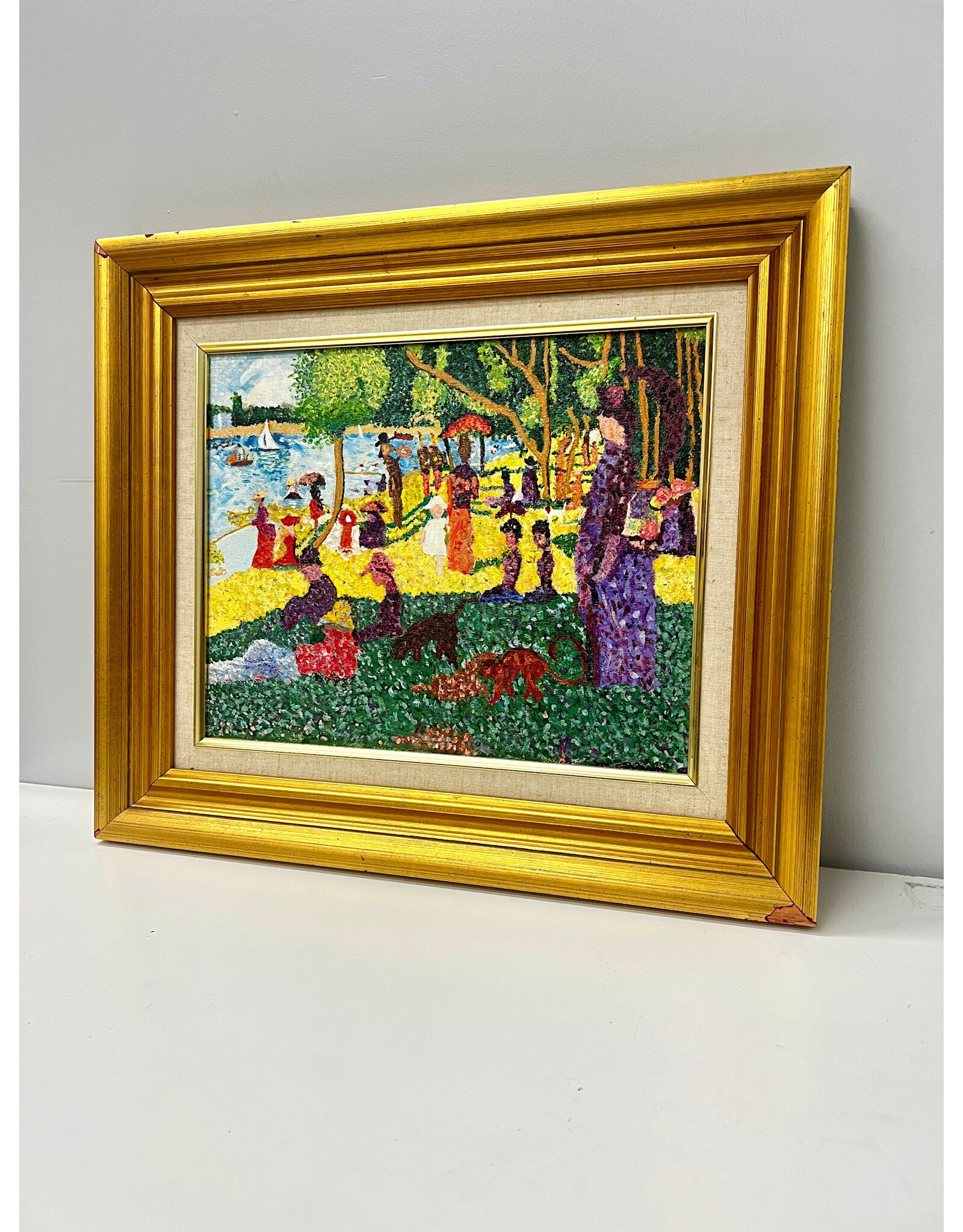 Georges Seurat Style Painting, sgnd Brandon '88