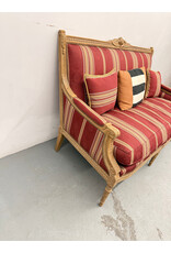 Louis XVII Style Red Striped Upholstered Settee