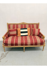 Louis XVII Style Red Striped Upholstered Settee