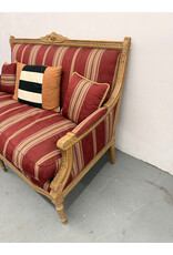 Louis XVII Style Red Striped Upholstered Settee