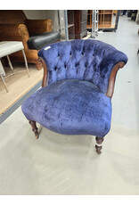 Blue Velvet Tufted Armchair