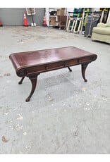 Art Deco Duncan Phyfe Leather Mahogany Two-Drawer Coffee Table