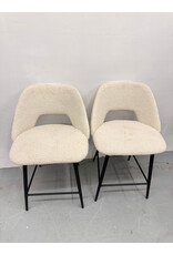 White Boucle Bar Stools