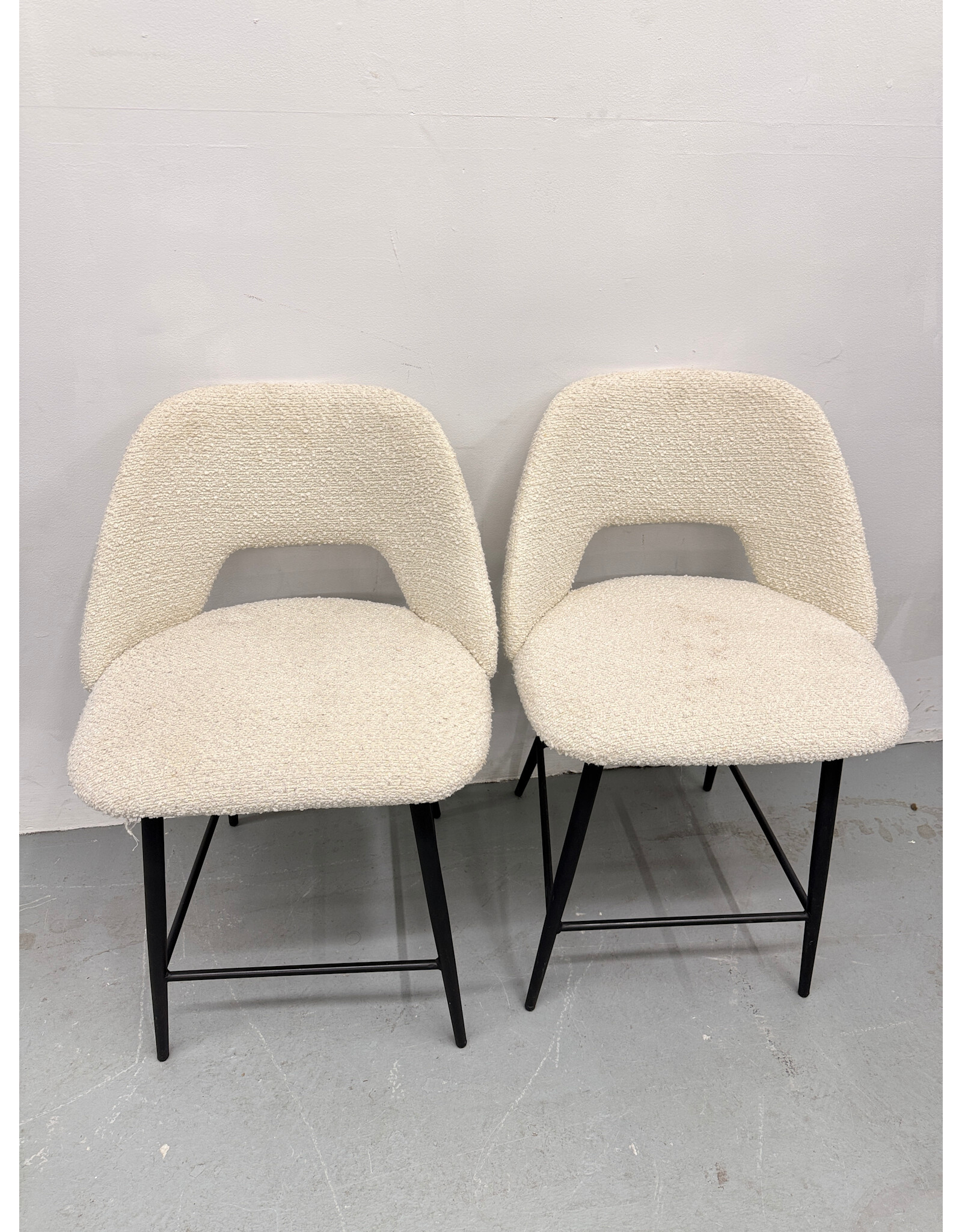 White Boucle Bar Stools