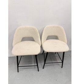 White Boucle Bar Stools