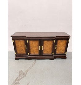 Vintage 1989 Burlwood Chinoiserie Console Cabinet