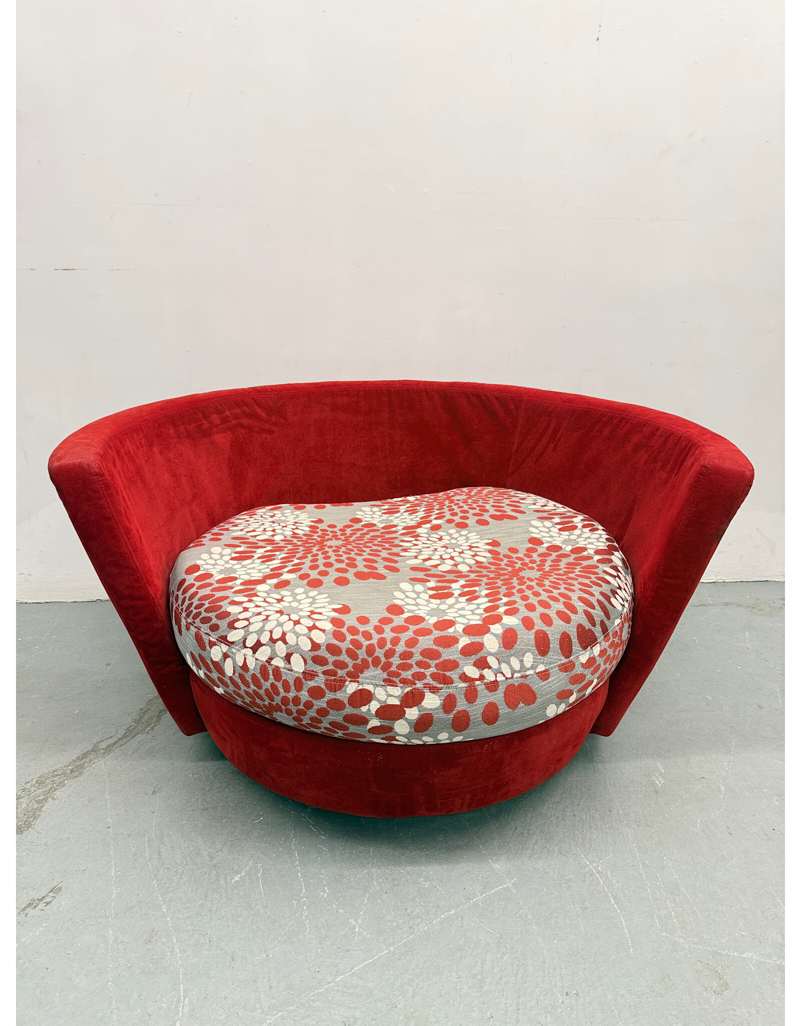 Large Red Swivel Lounge Chair