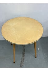 Round Birch Vintage Style Table with Glass Top