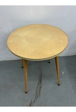 Round Birch Vintage Style Table with Glass Top
