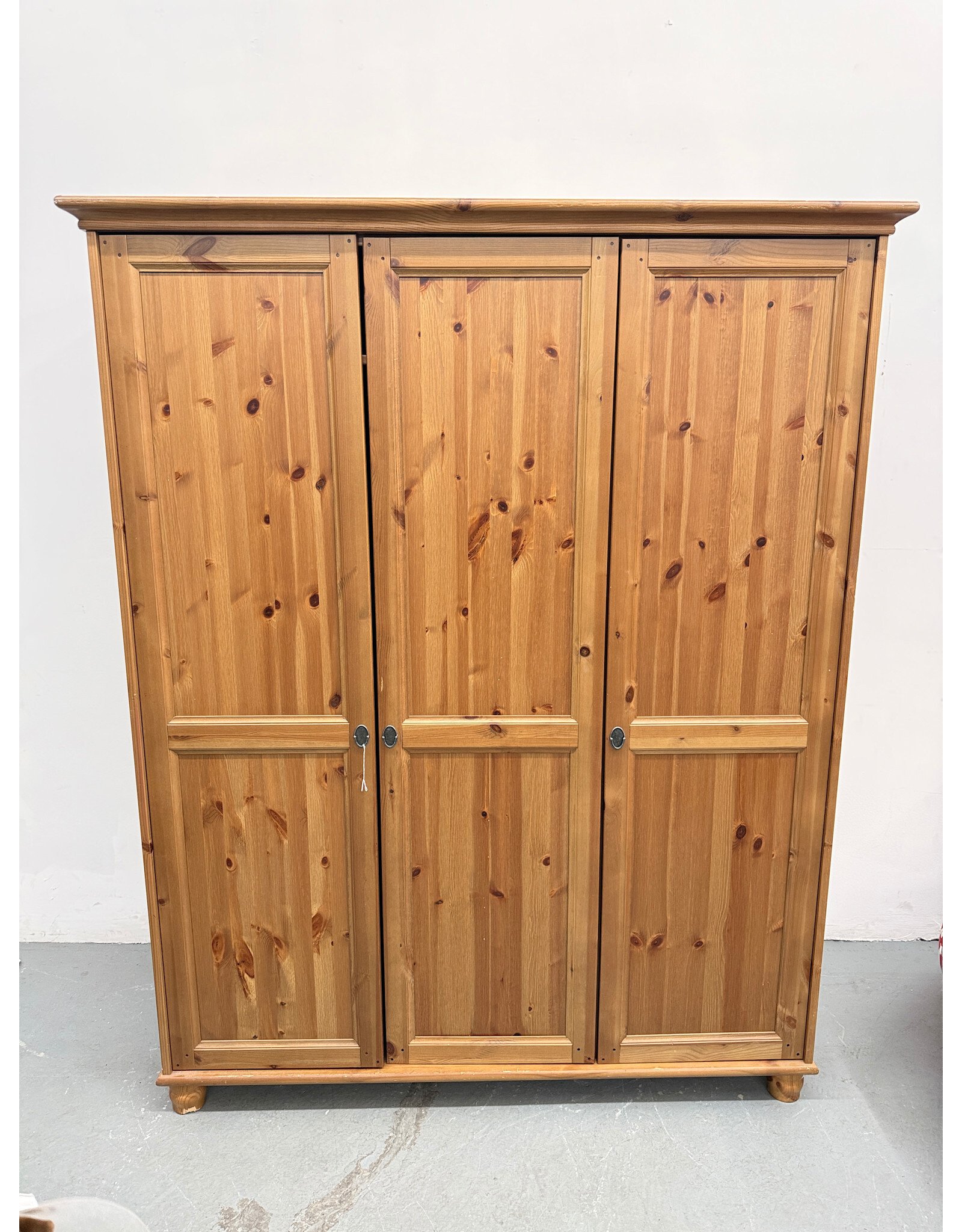 Ikea Leksvik 3-Door Wardrobe in Solid Pine Wood