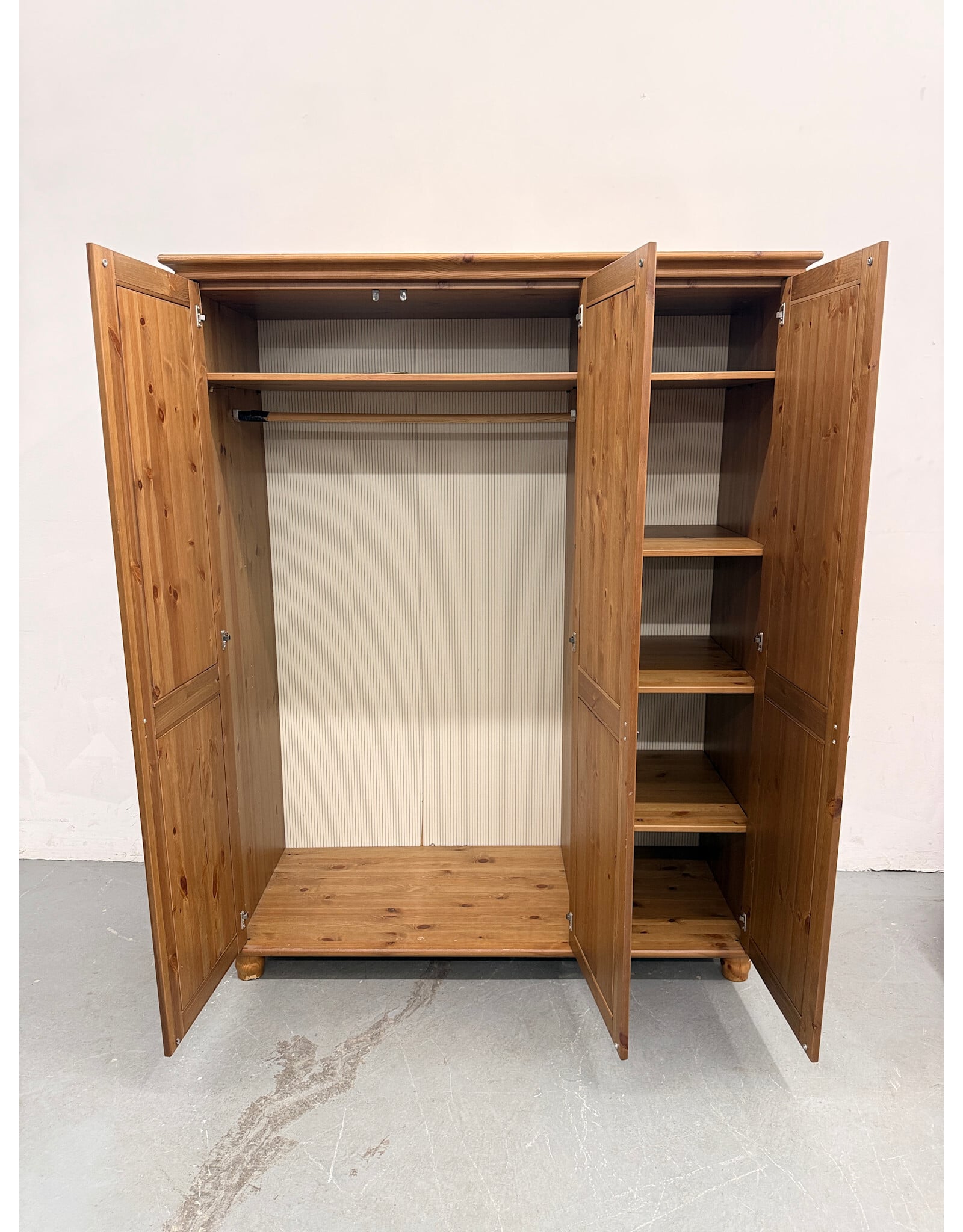 Ikea Leksvik 3-Door Wardrobe in Solid Pine Wood