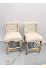 Beige Upholstered Counter Stool