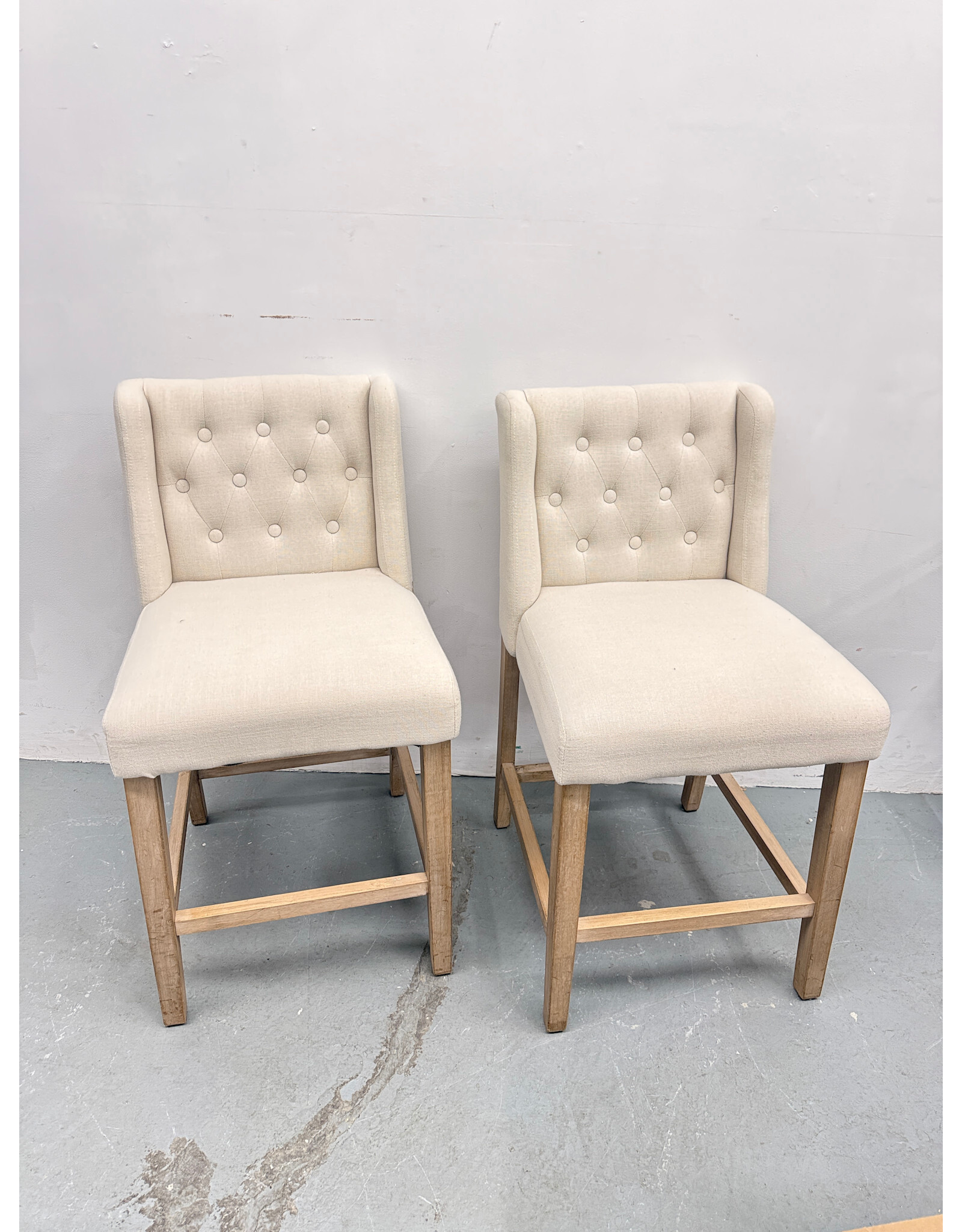 Beige Upholstered Counter Stool
