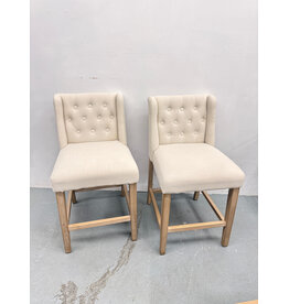 Beige Upholstered Counter Stool