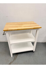 Wood Butcher Block Rolling Kitchen Cart