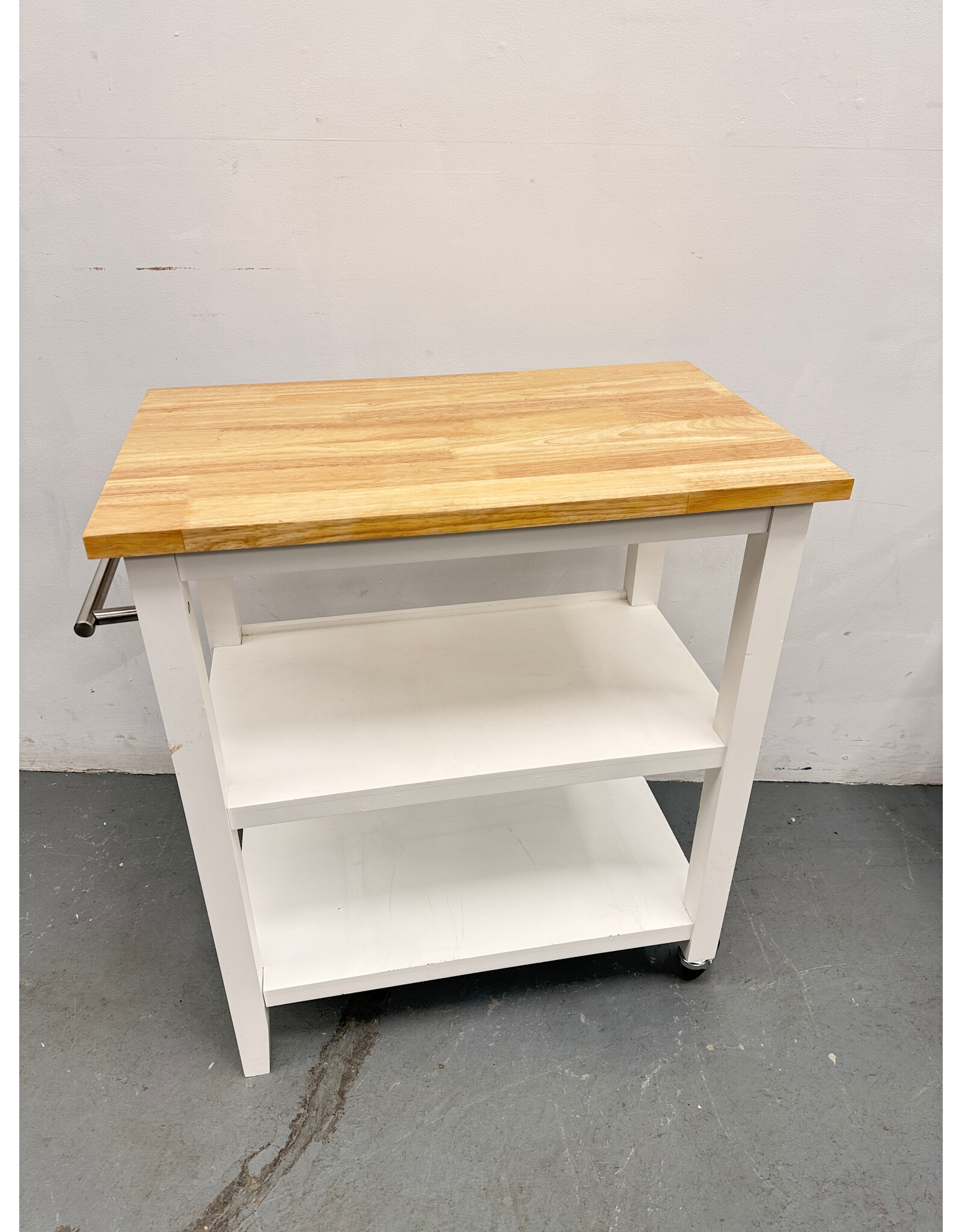 Wood Butcher Block Rolling Kitchen Cart