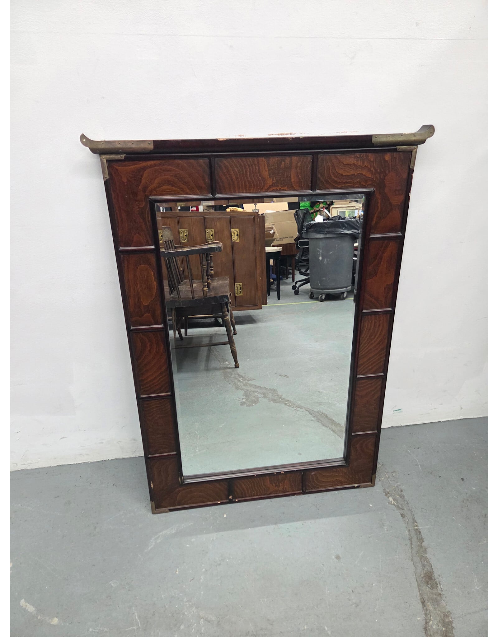 MCM Wooden Chinoiserie Frame Hanging Mirror