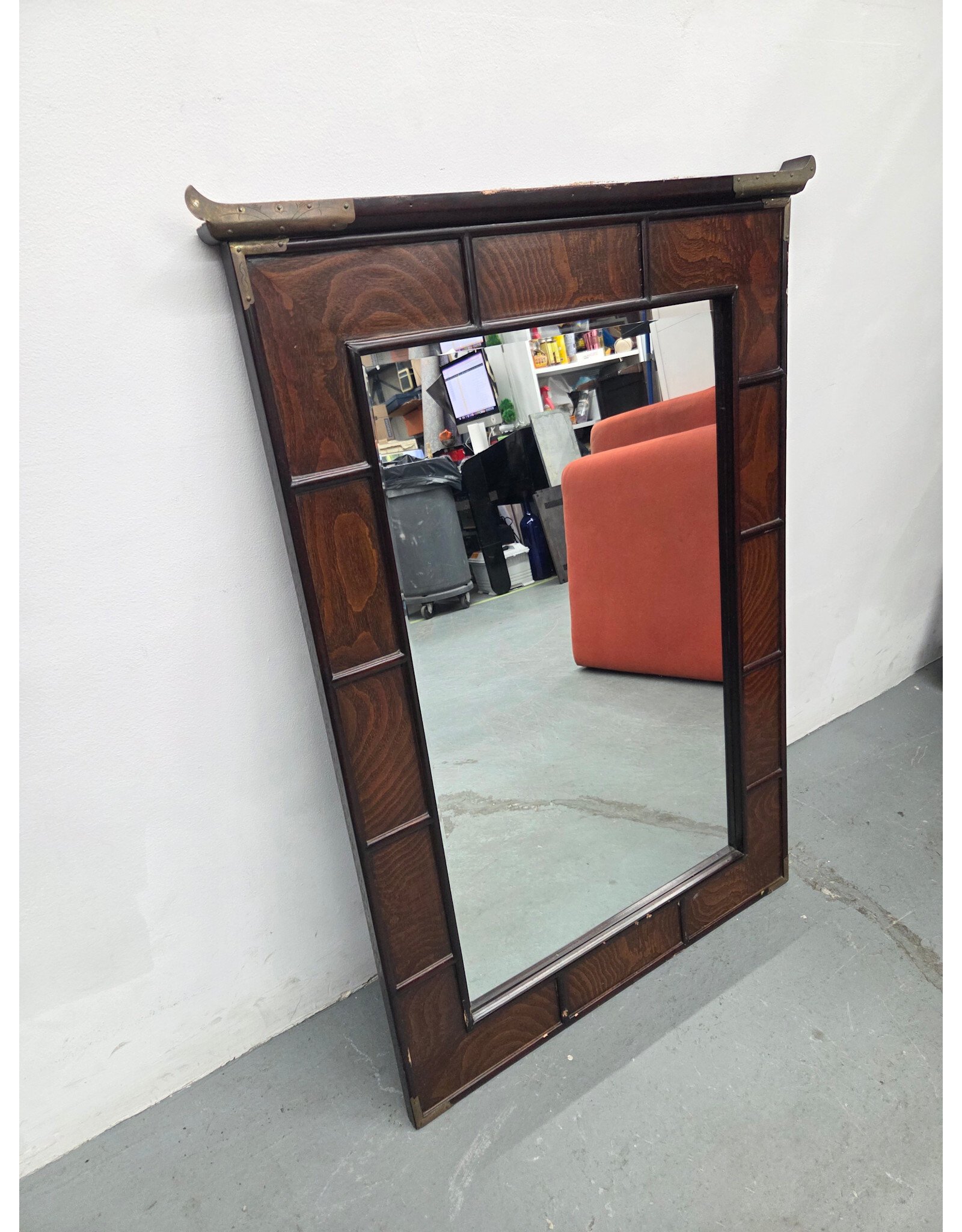 MCM Wooden Chinoiserie Frame Hanging Mirror
