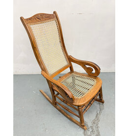 Victorian Cain Burl Walnut Rocking Chair