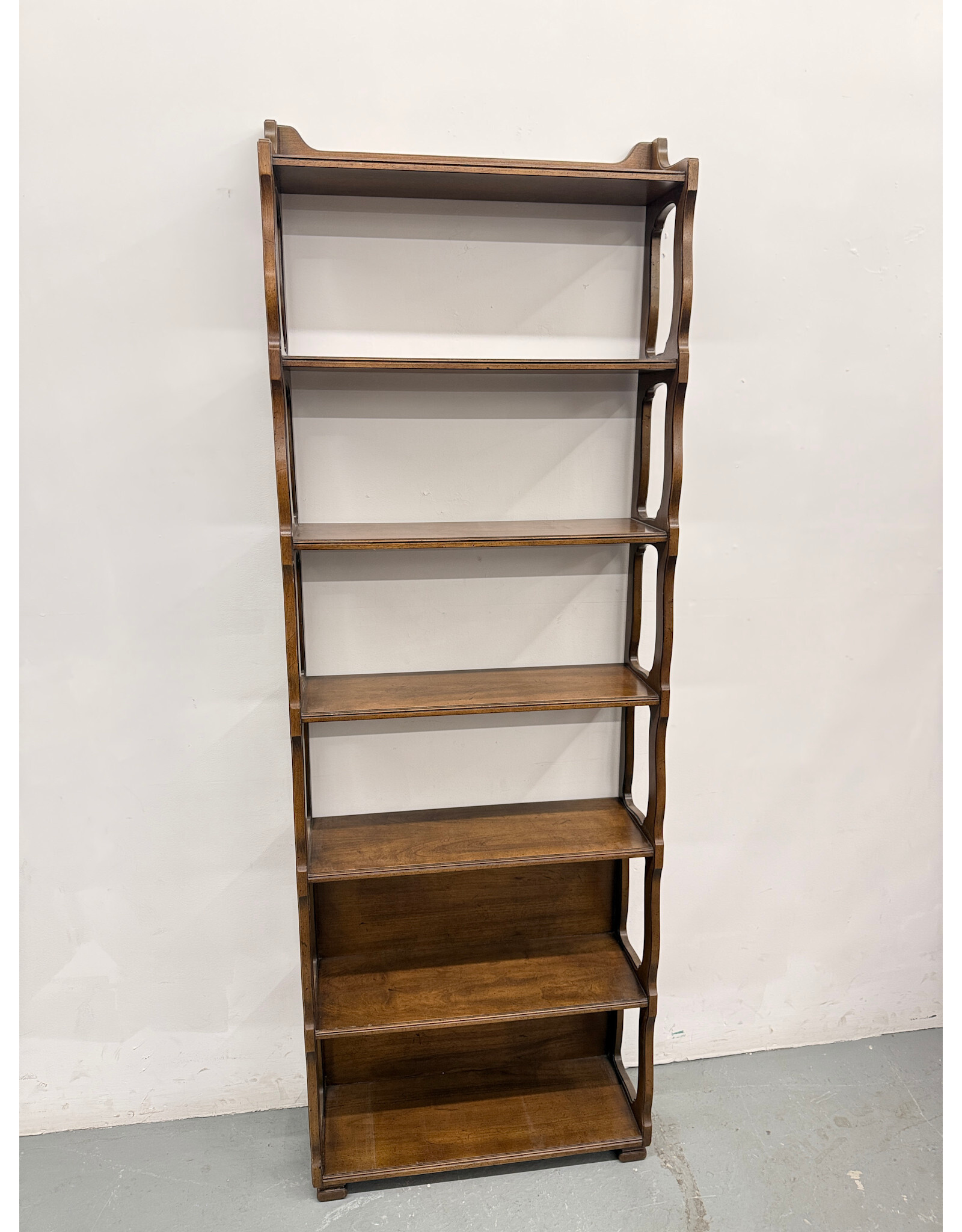 Vintage French Provincial Style Stained Wood Etagere Bookcase