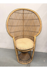Vintage Hand-Woven Wicker and Rattan Peacock Chair