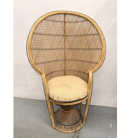 Vintage Hand-Woven Wicker and Rattan Peacock Chair