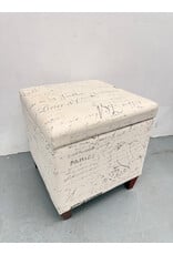 Script Pattern Cube Storage Ottoman