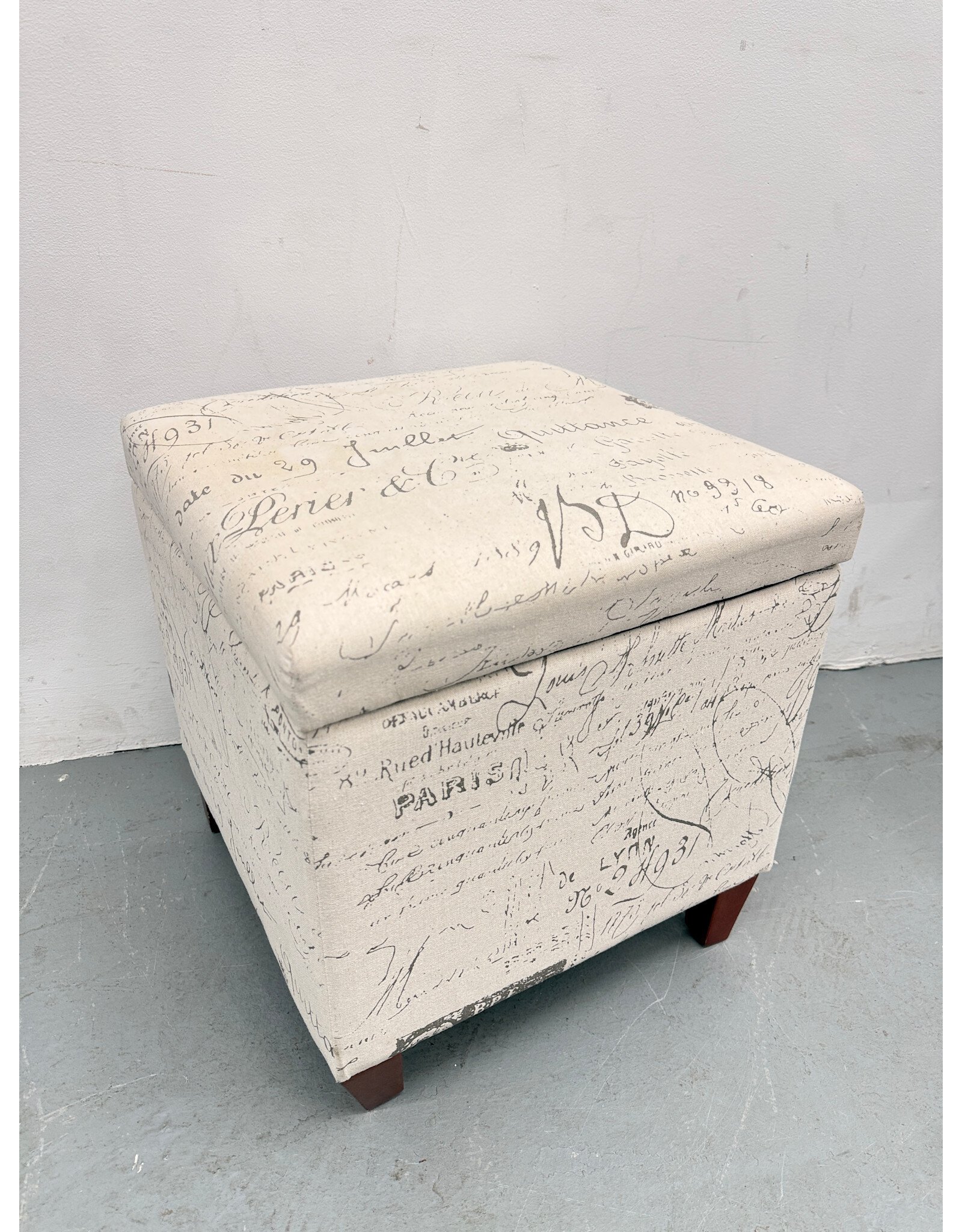 Script Pattern Cube Storage Ottoman