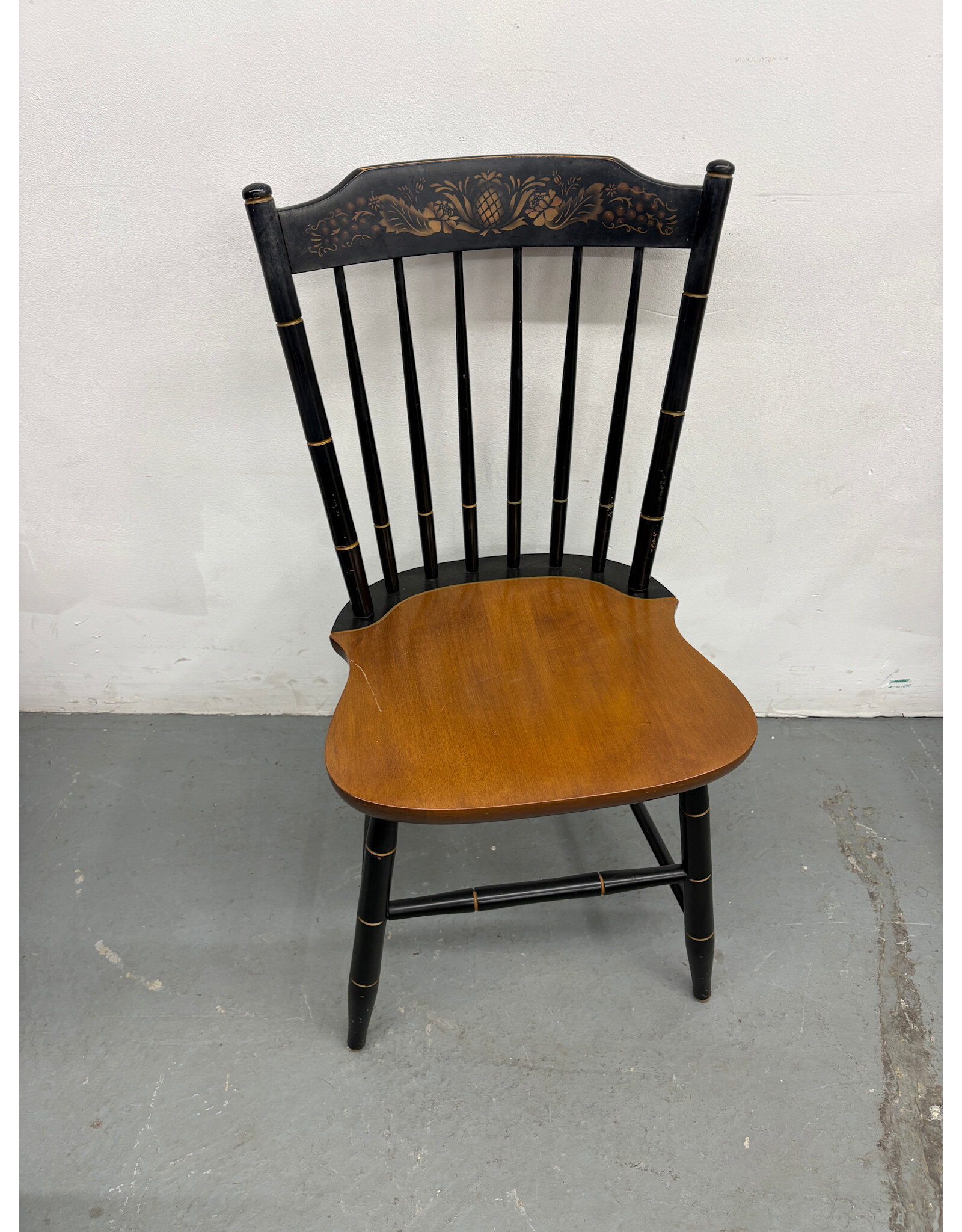 Vintage Wood Dining Chair with Laquered Detail