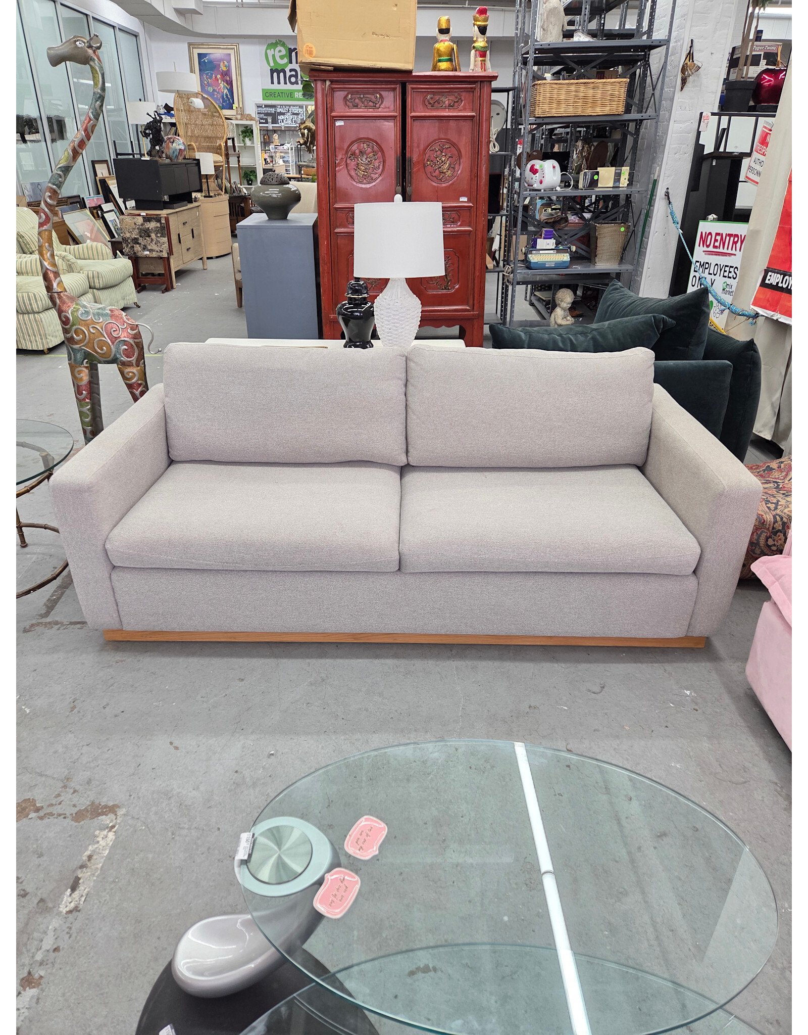 Gray Upholstered Box Sofa